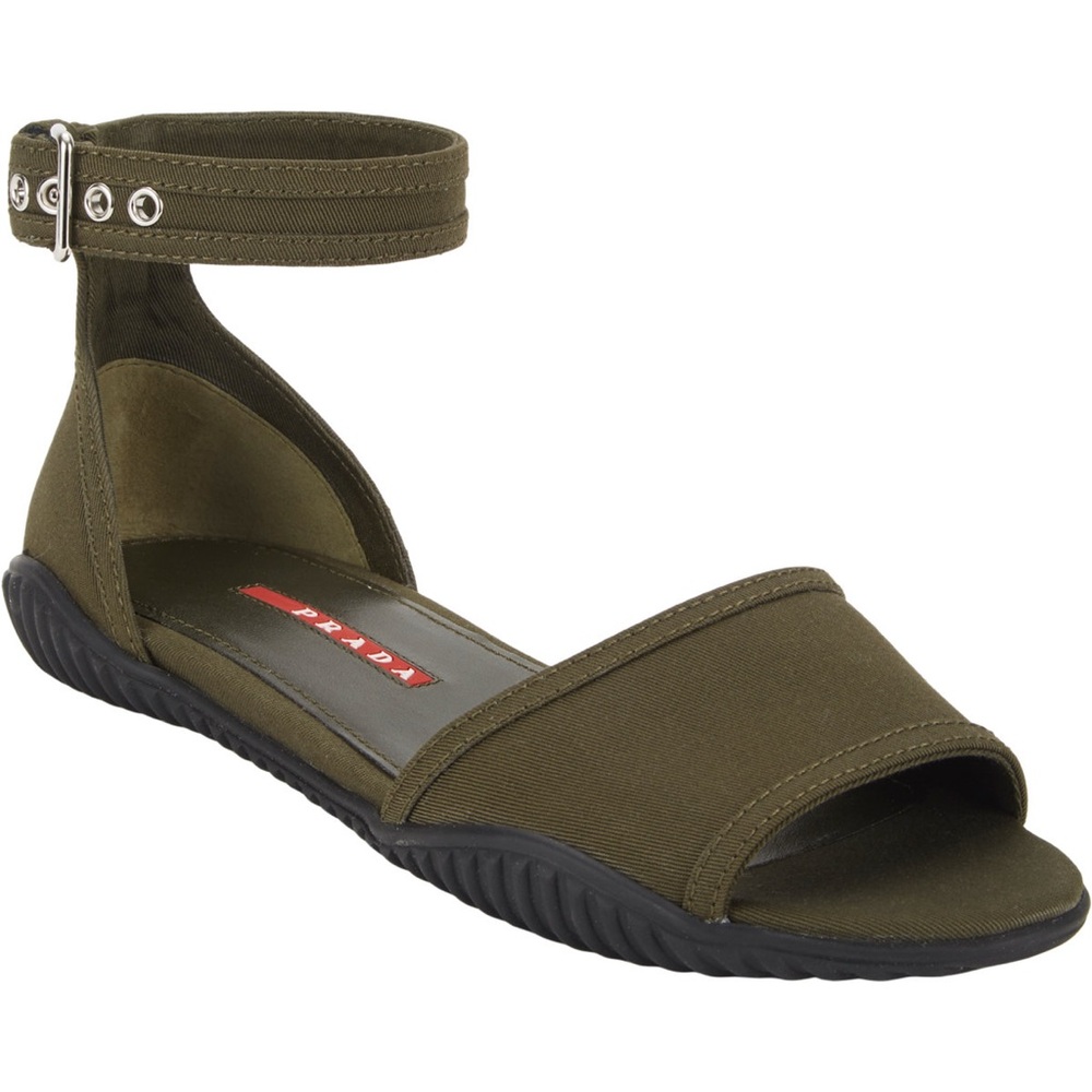 Prada Linea Rossa Gabardine Ankle-Strap Flat Sandals - Picture 8 of 12